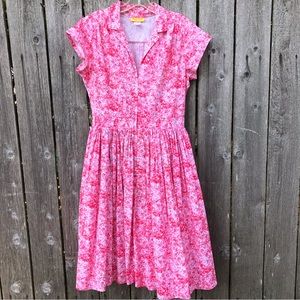 Bernie Dexter Kelley Dress Pink Flowers Large pinup clothing retro print